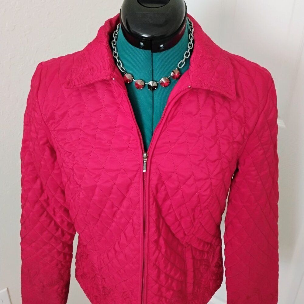 RQT Red Zippered Long-sleeved Quilted Jacket Size Petite Small